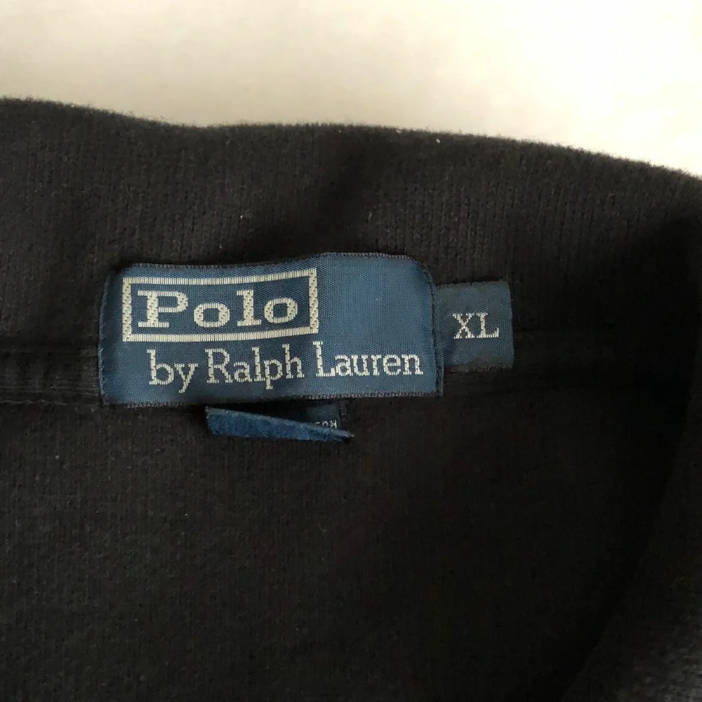 Polo by Ralph Lauren Black Quarter-Zip Sweater with Red Pony Logo